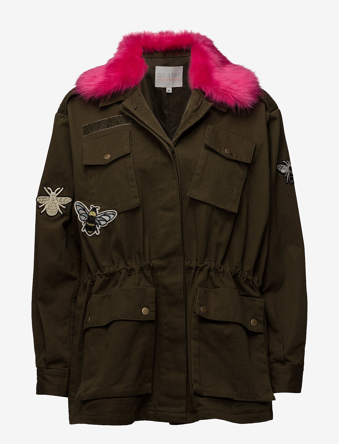 Coster Copenhagen - Canvas army jacket w. fur collar & - army green - 0