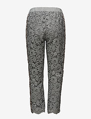 Coster Copenhagen - Pants w. lace and leopard stribe - straight leg trousers - steel blue - 3