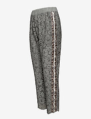 Coster Copenhagen - Pants w. lace and leopard stribe - straight leg trousers - steel blue - 1