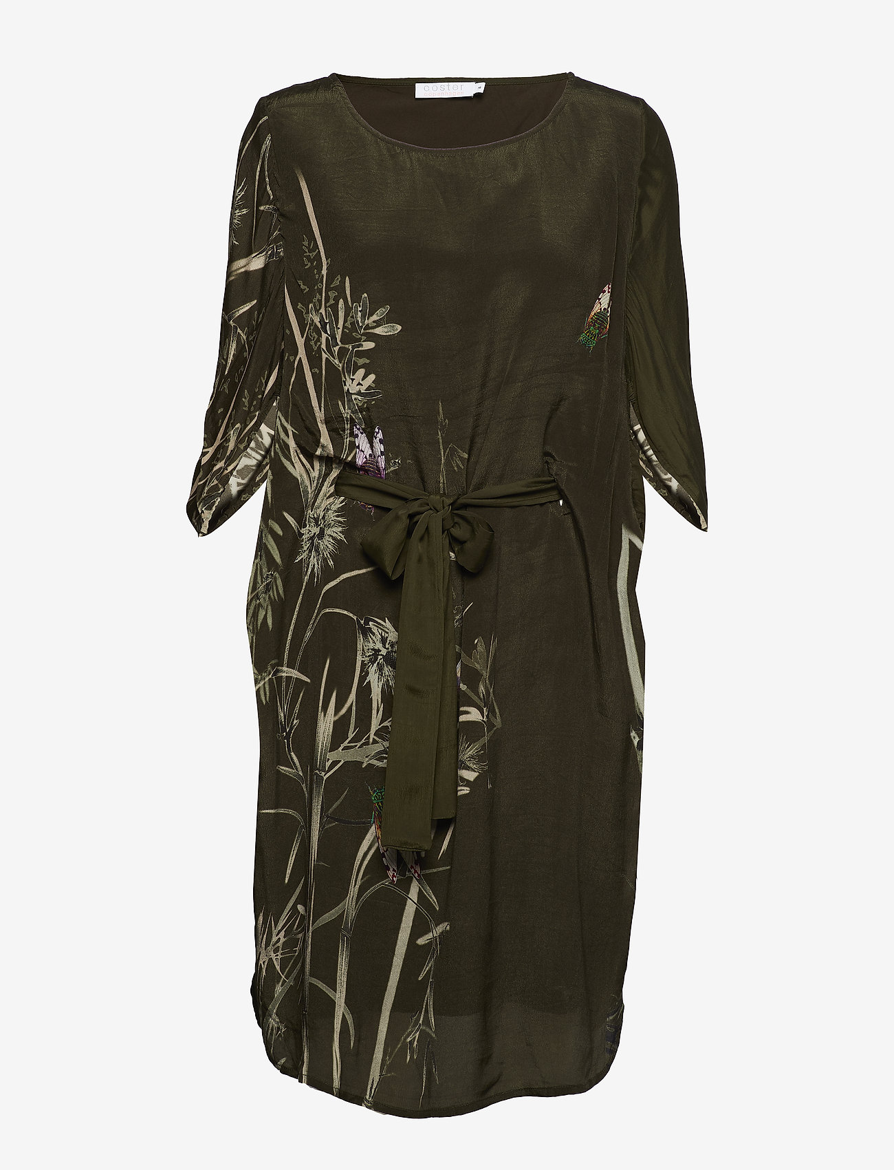 Coster Copenhagen - Dress w. Autumn Fly print - hunter green - 0