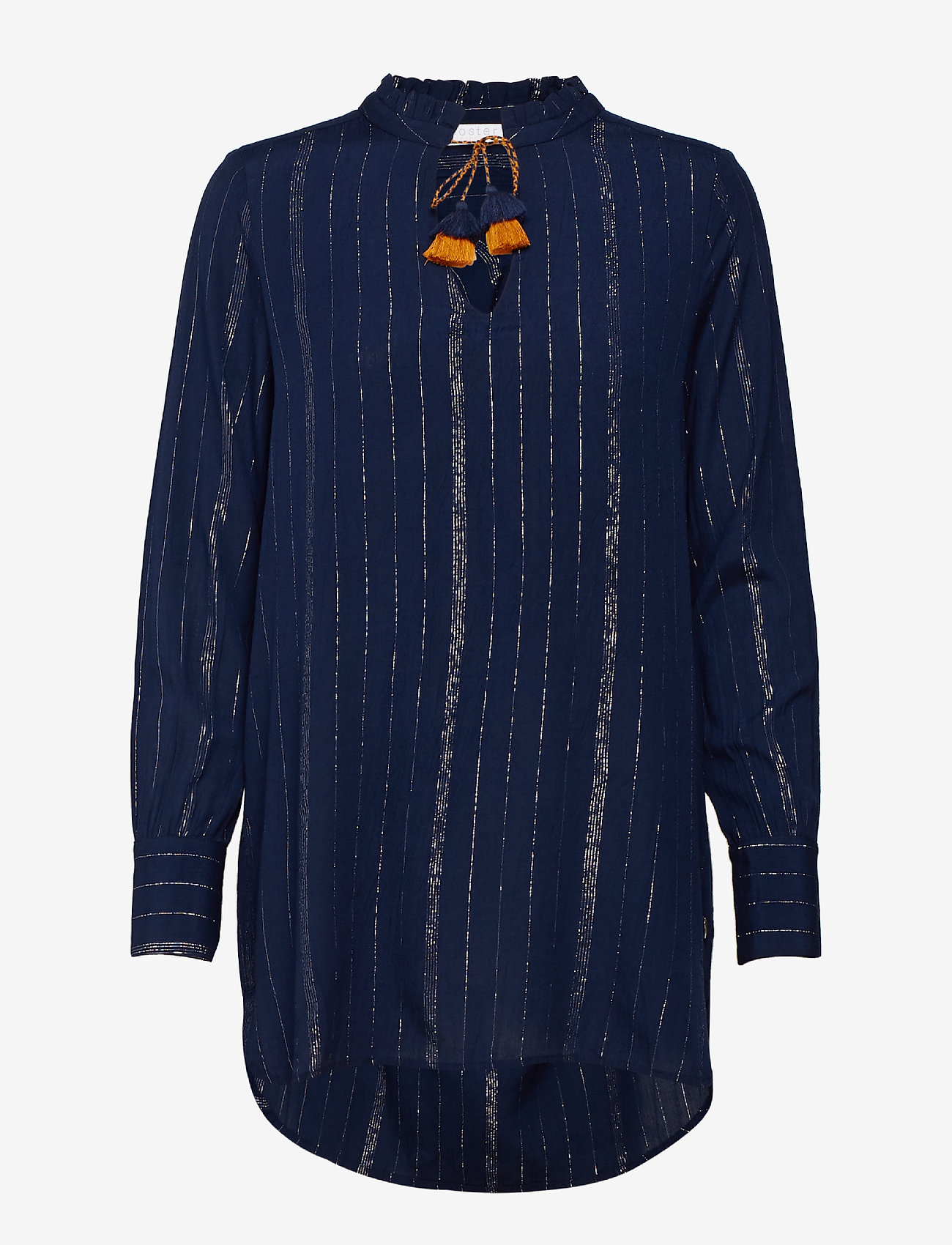 Coster Copenhagen - Blouse w. lurex stripes - dark blue - 0