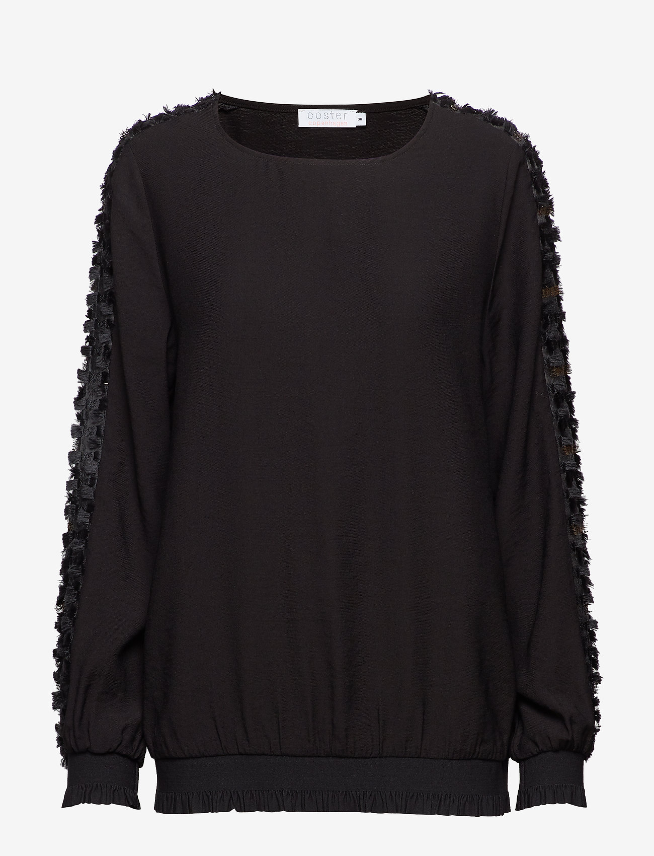 Coster Copenhagen - Blouse w. Fringe lace detail - black - 0