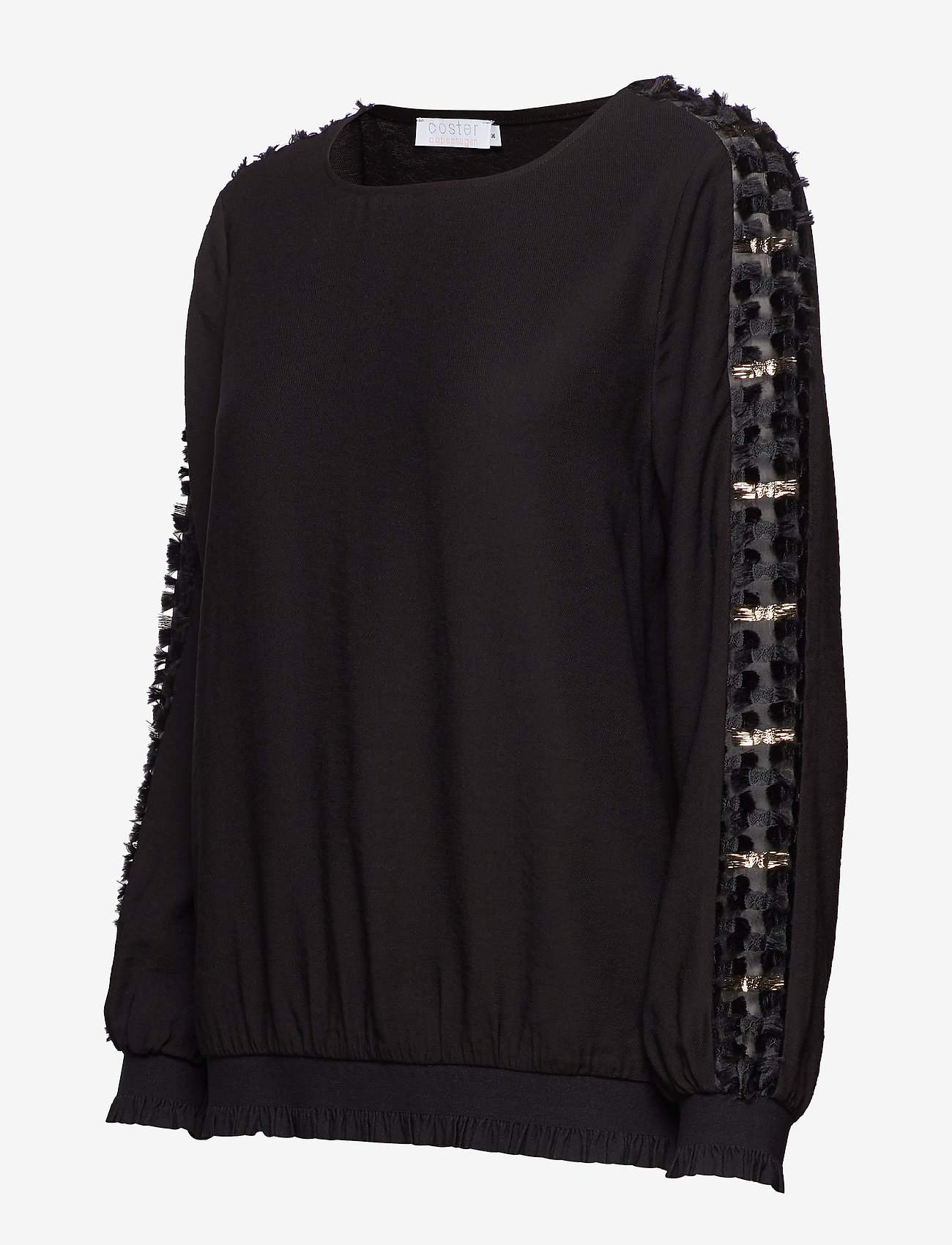Coster Copenhagen - Blouse w. Fringe lace detail - black - 2