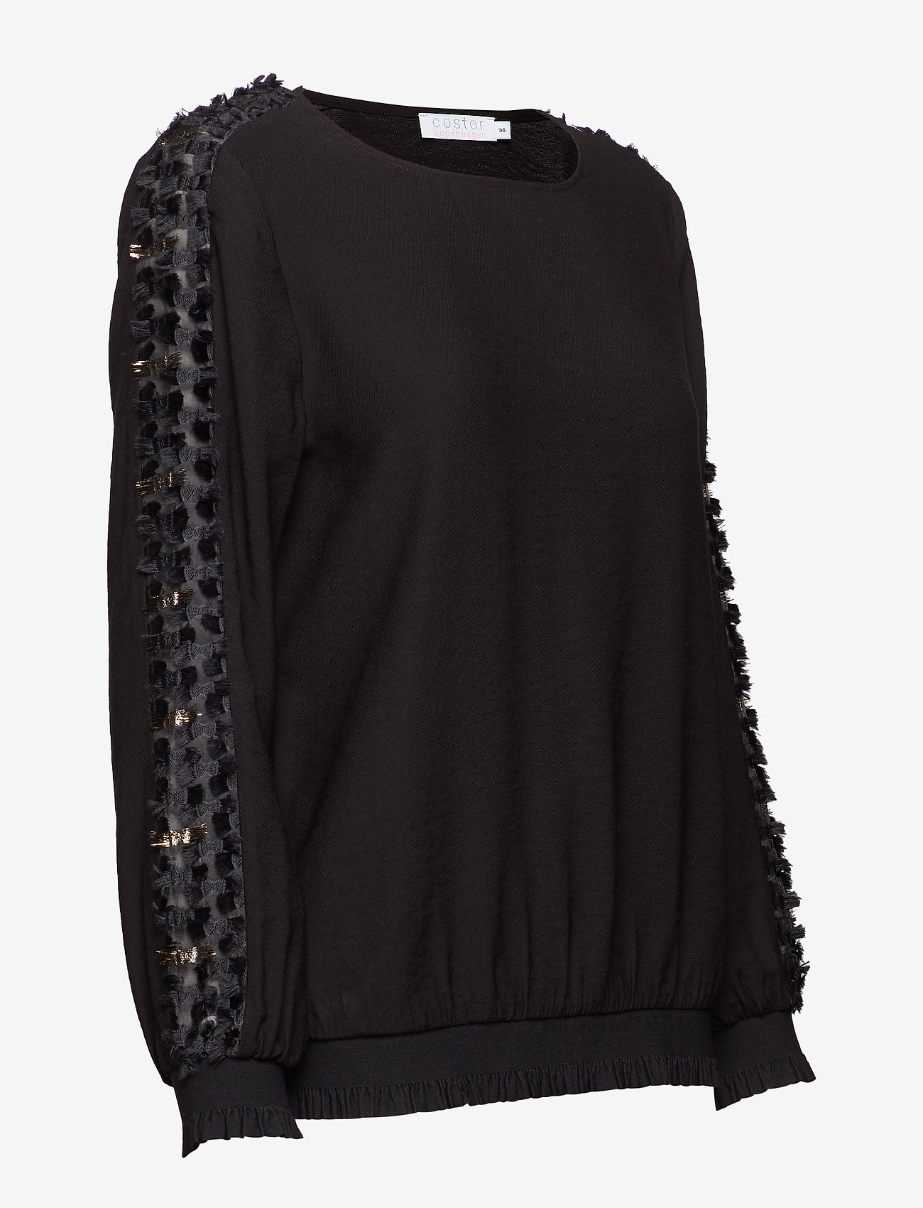 Coster Copenhagen - Blouse w. Fringe lace detail - black - 3