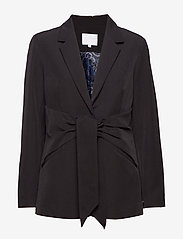 Suit jacket w. tie detail - BLACK