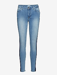 Jeans  slim 7/8 w. toned stripe - SKY INDIGO