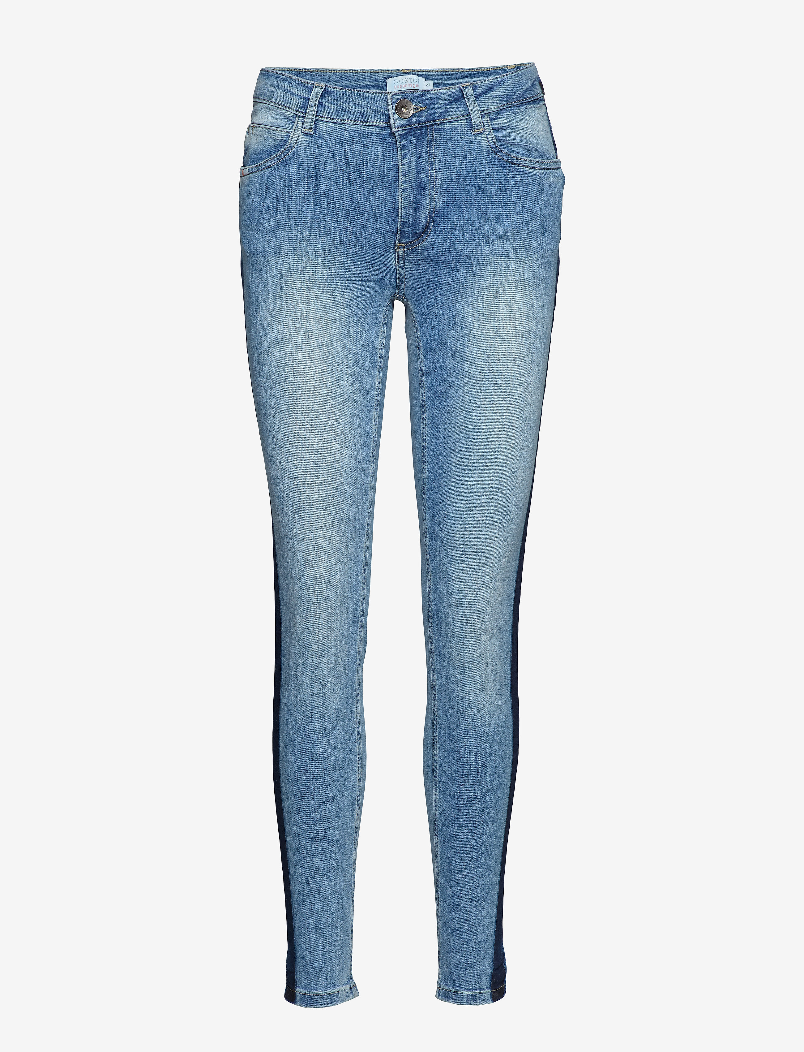 Coster Copenhagen Jeans  slim 7/8 w. toned stripe - Transitional Layering - SKY INDIGO / blue