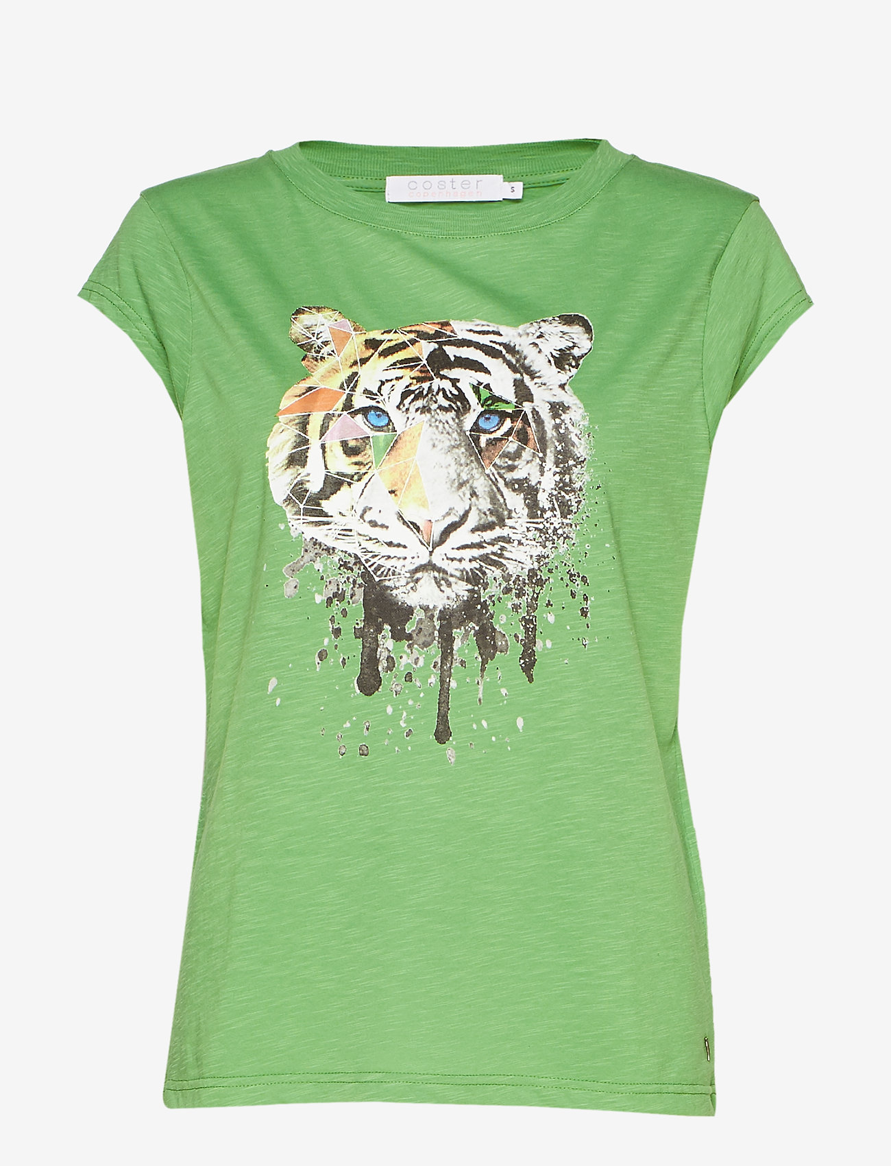 Coster Copenhagen - T-shirt w. Tiger print - forrest green - 0
