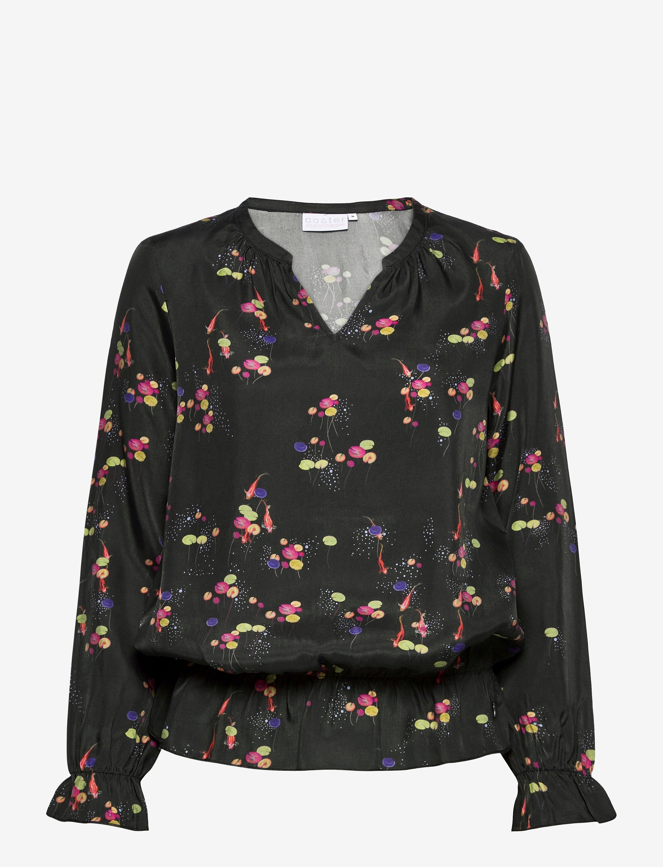 Coster Copenhagen Blouse In Carp Print, Kvinder, Blouson Bluse, Sort, Str: 34