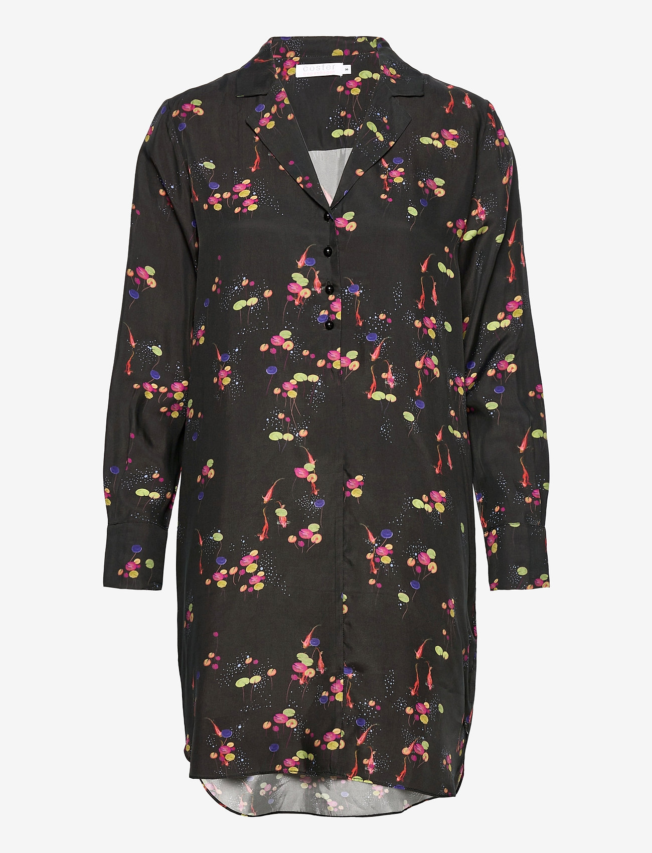 Coster Copenhagen - Dress in carp print w. revert detai - hemdkleider - carp dark print - 0
