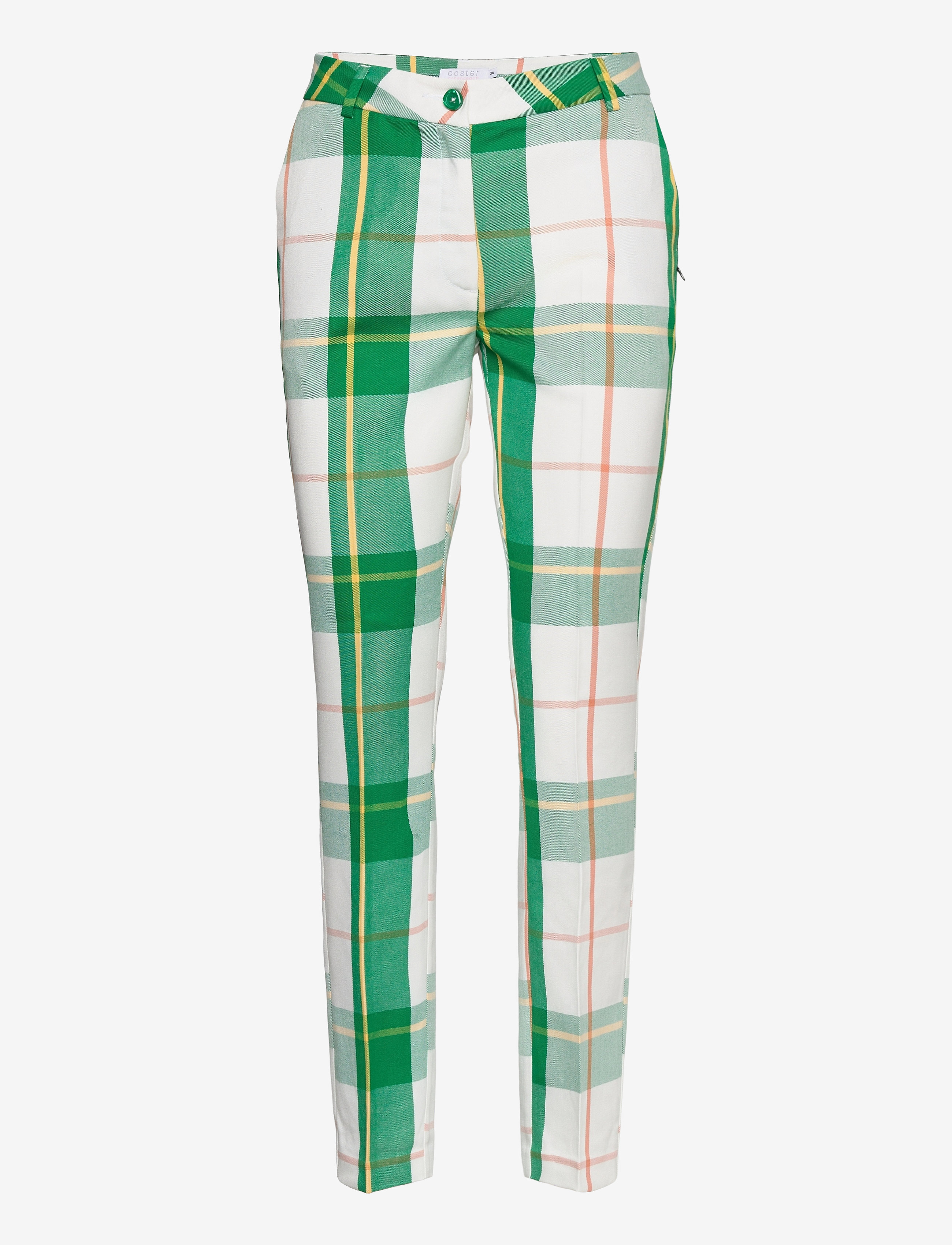 Coster Copenhagen Pants w. press fold- LUCIA fit - Slim fit trousers - PICNIC CHECK / green