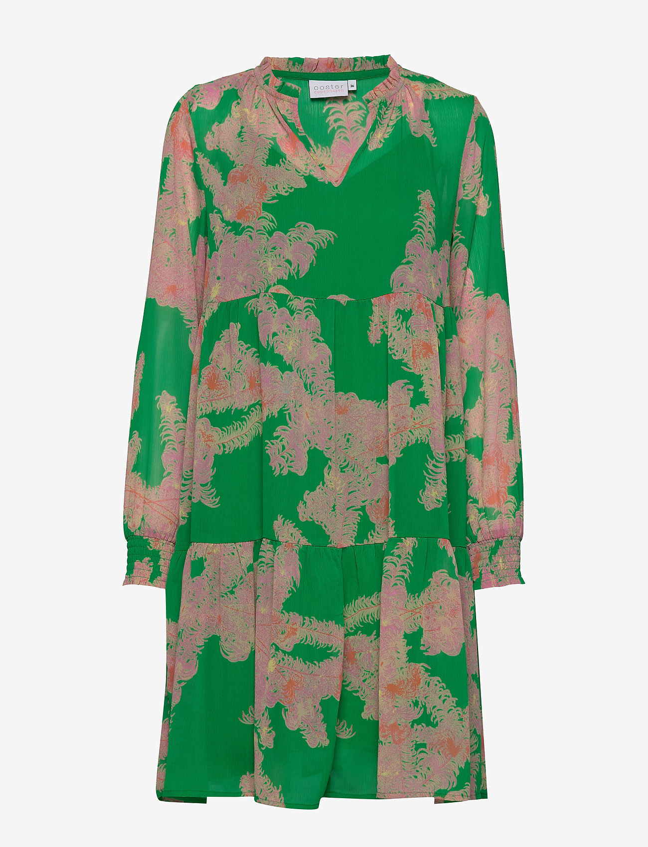 Coster Copenhagen - Dress w. frill detail at neck - feather bloom green - 0