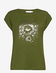 T-shirt w. tarot print - FOREST GREEN