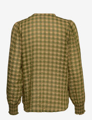 Coster Copenhagen - Top in green checks - long-sleeved blouses - forest green check - 1