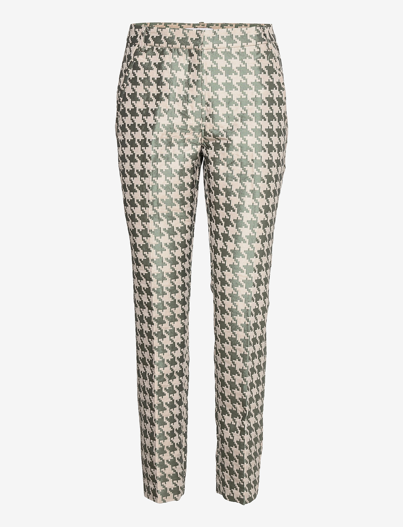 Coster Copenhagen - Pants in houndtooth jacquard LUCIA FIT - houndstooth green - 0