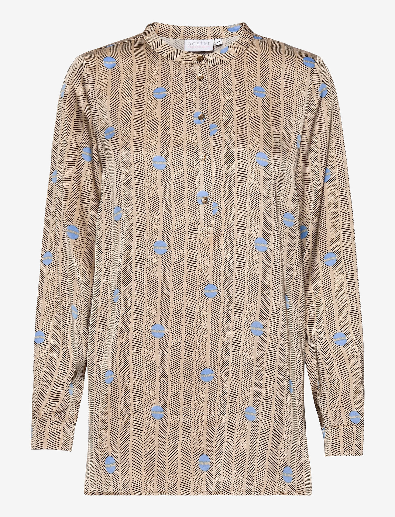 Coster Copenhagen - Shirt blouse in Sprout print - blouses met lange mouwen - sprout print - sand - 0