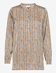 Coster Copenhagen - Shirt blouse in Sprout print - langärmlige blusen - sprout print - sand - 0