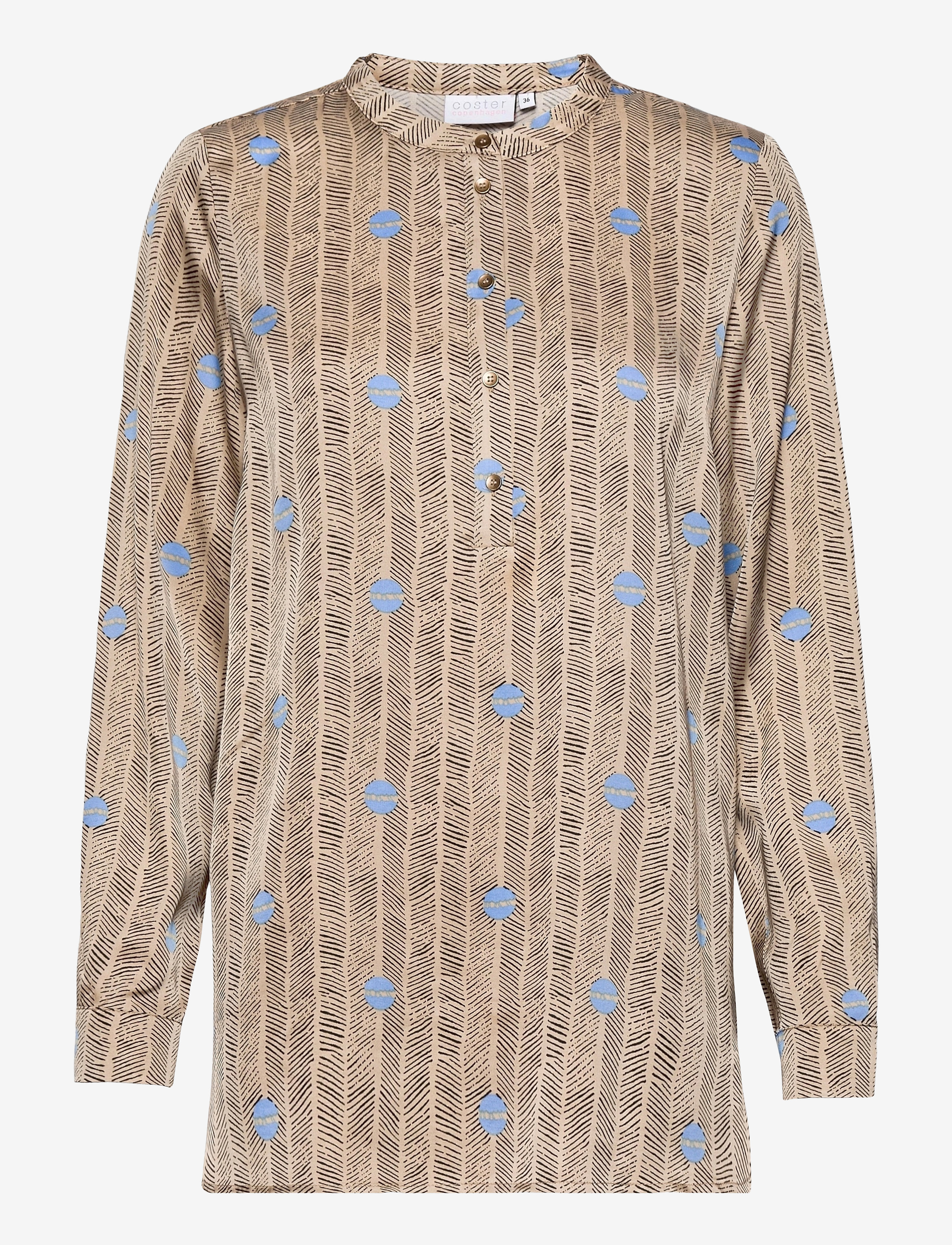 Coster Copenhagen Shirt blouse in Sprout print - Bluser - SPROUT PRINT - SAND / brown