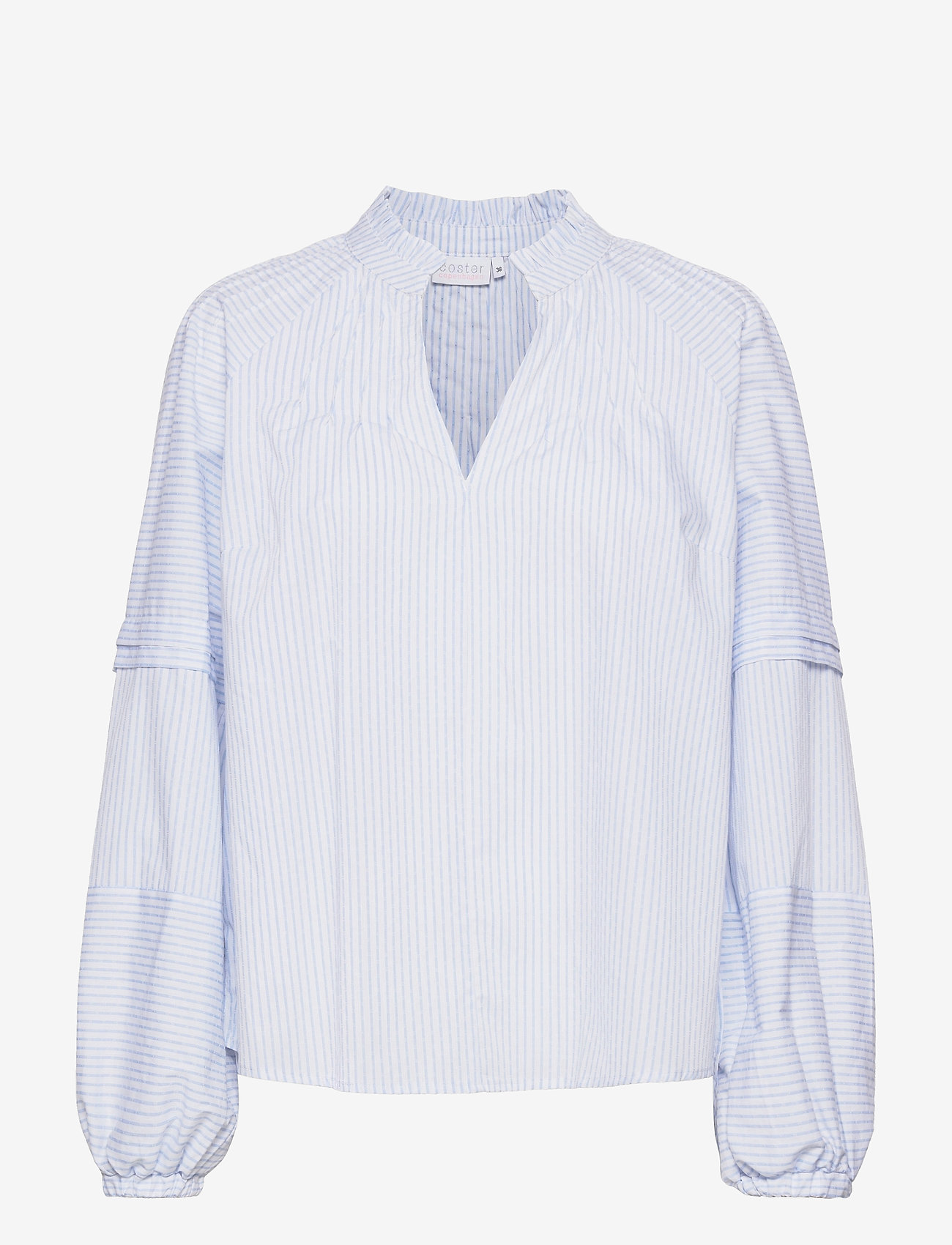Coster Copenhagen - Shirt with pleats at neck in light - sky blue stripes - 0