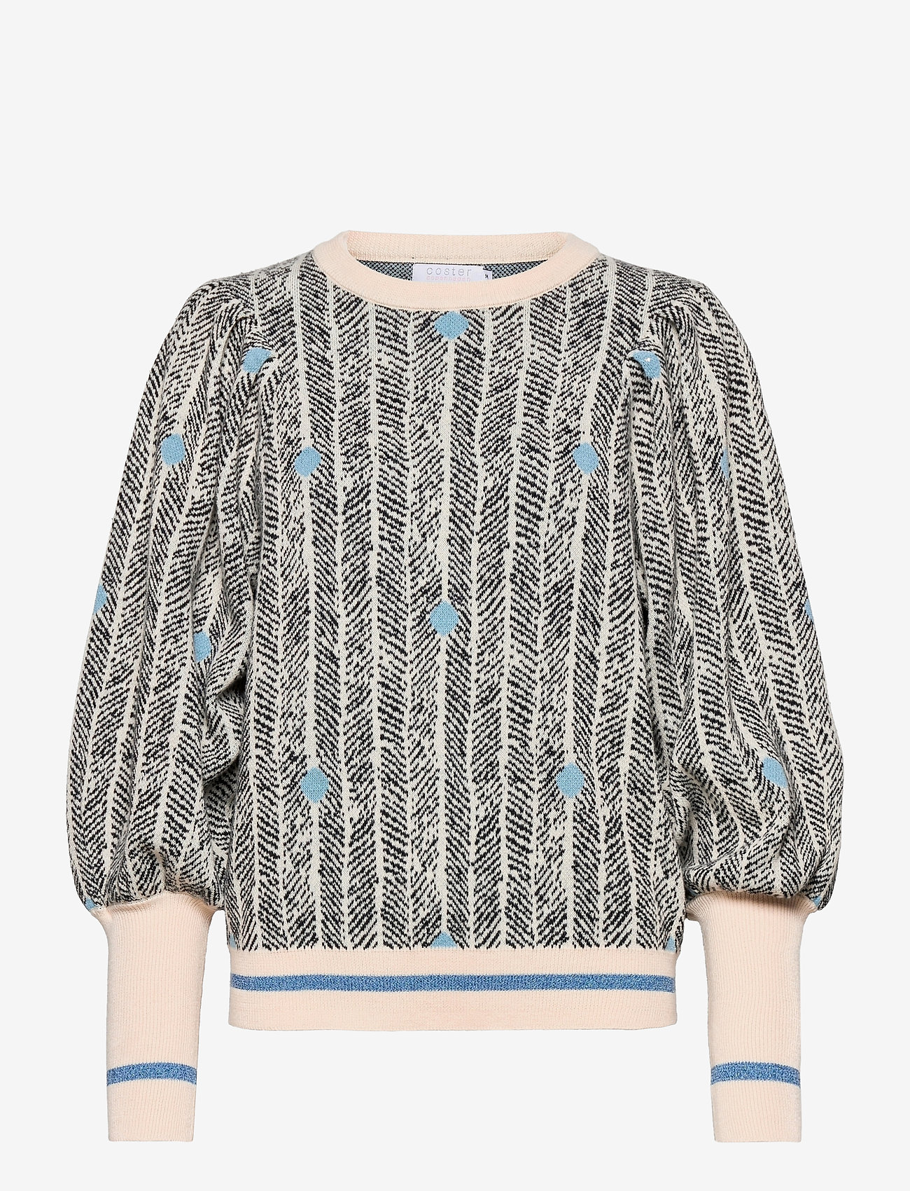 Coster Copenhagen - Sweater in sprout jacquard w. volum - sprout print - black - 0
