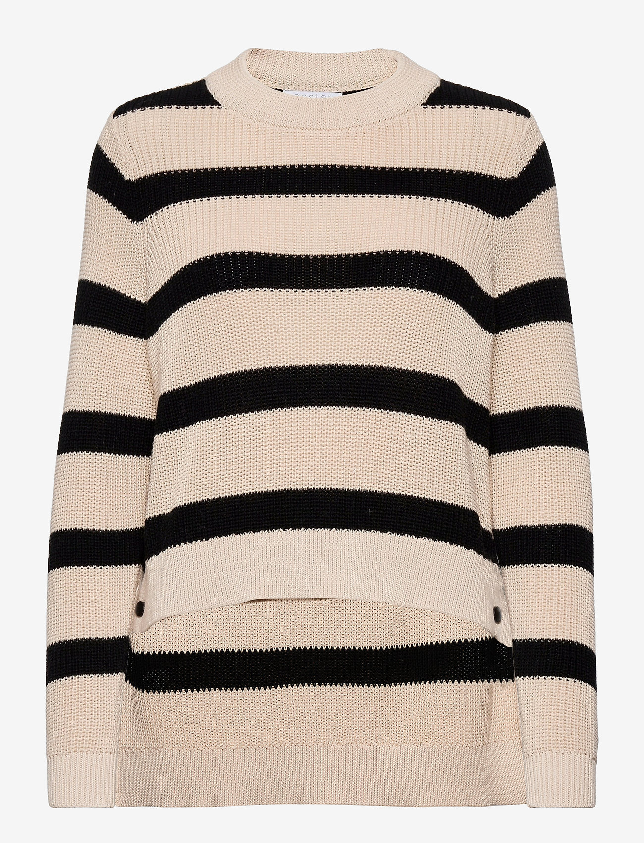 Coster Copenhagen - Knit with long back - Seawool - cream stripes - 0