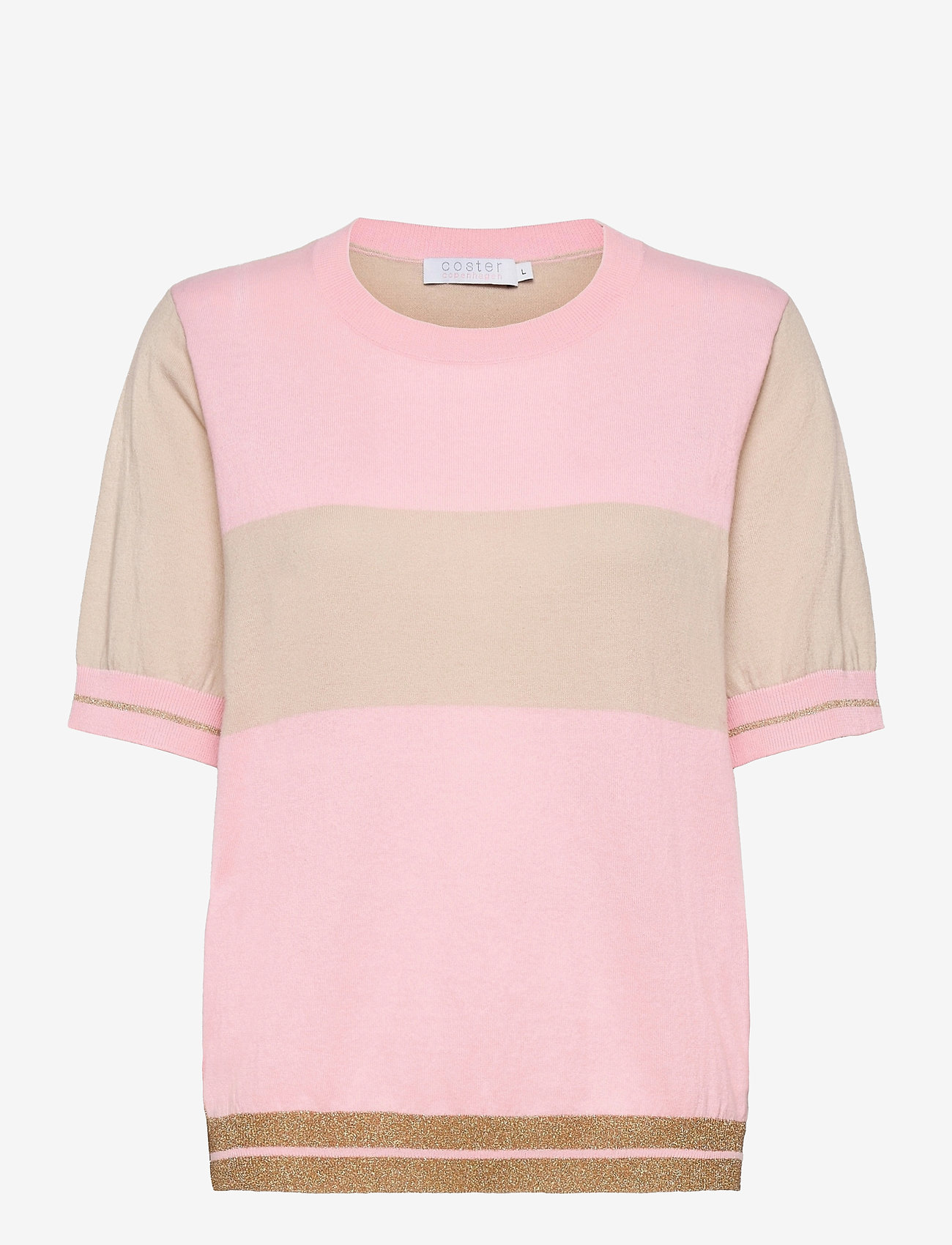 Coster Copenhagen - Knit w. short sleeves and lurex rib - persian pink - 0