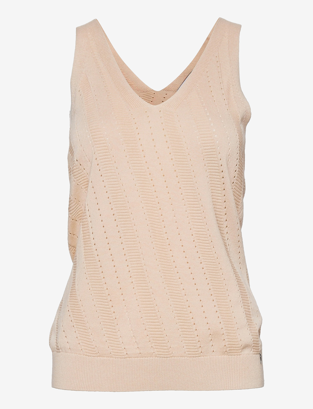 Coster Copenhagen - Vest w. pointelle pattern - cream - 0