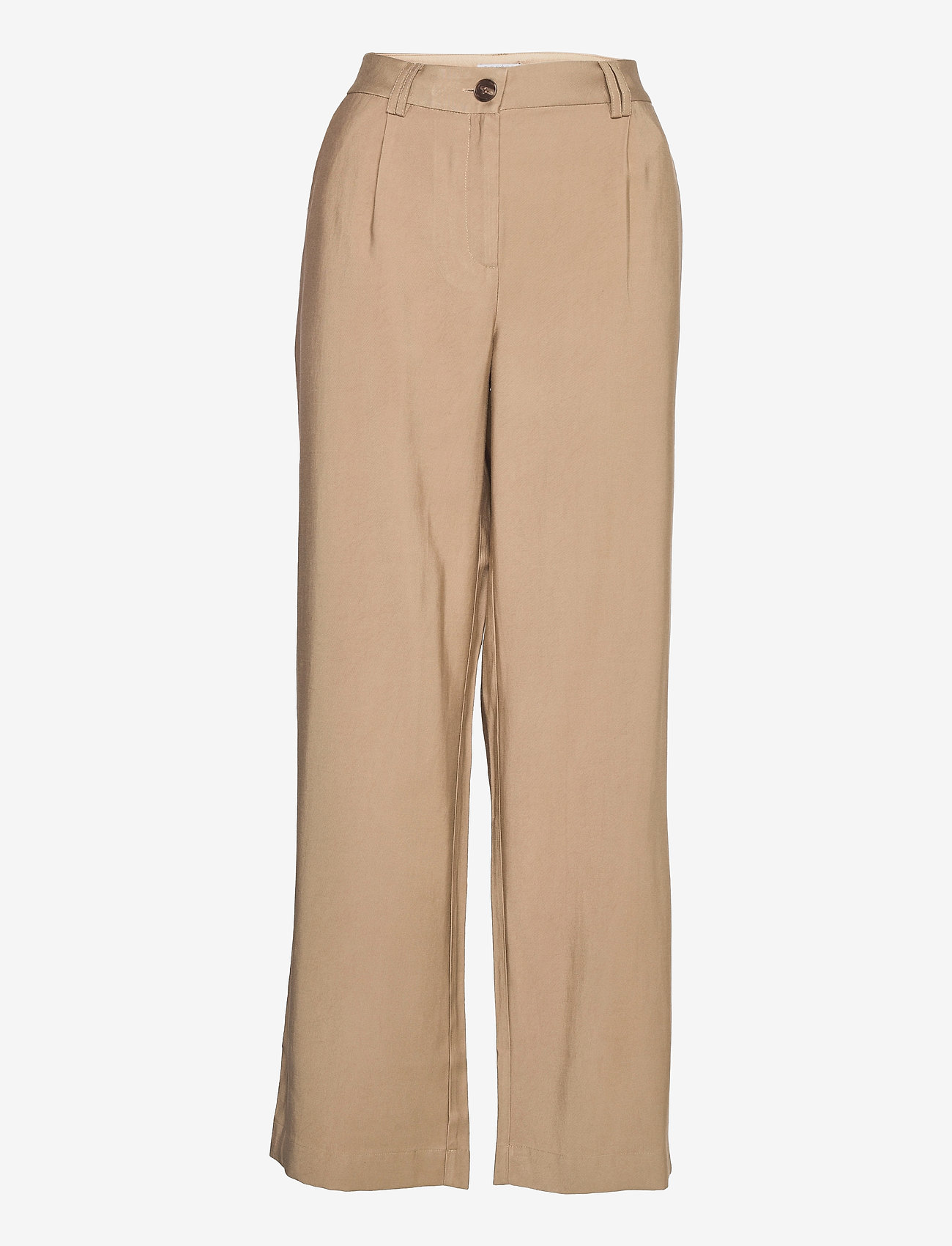 Wide pants w. pleating - GREY SAND
