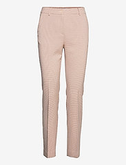 Pants with press folds - LUCIA fit - CREAM/PINK CHECK