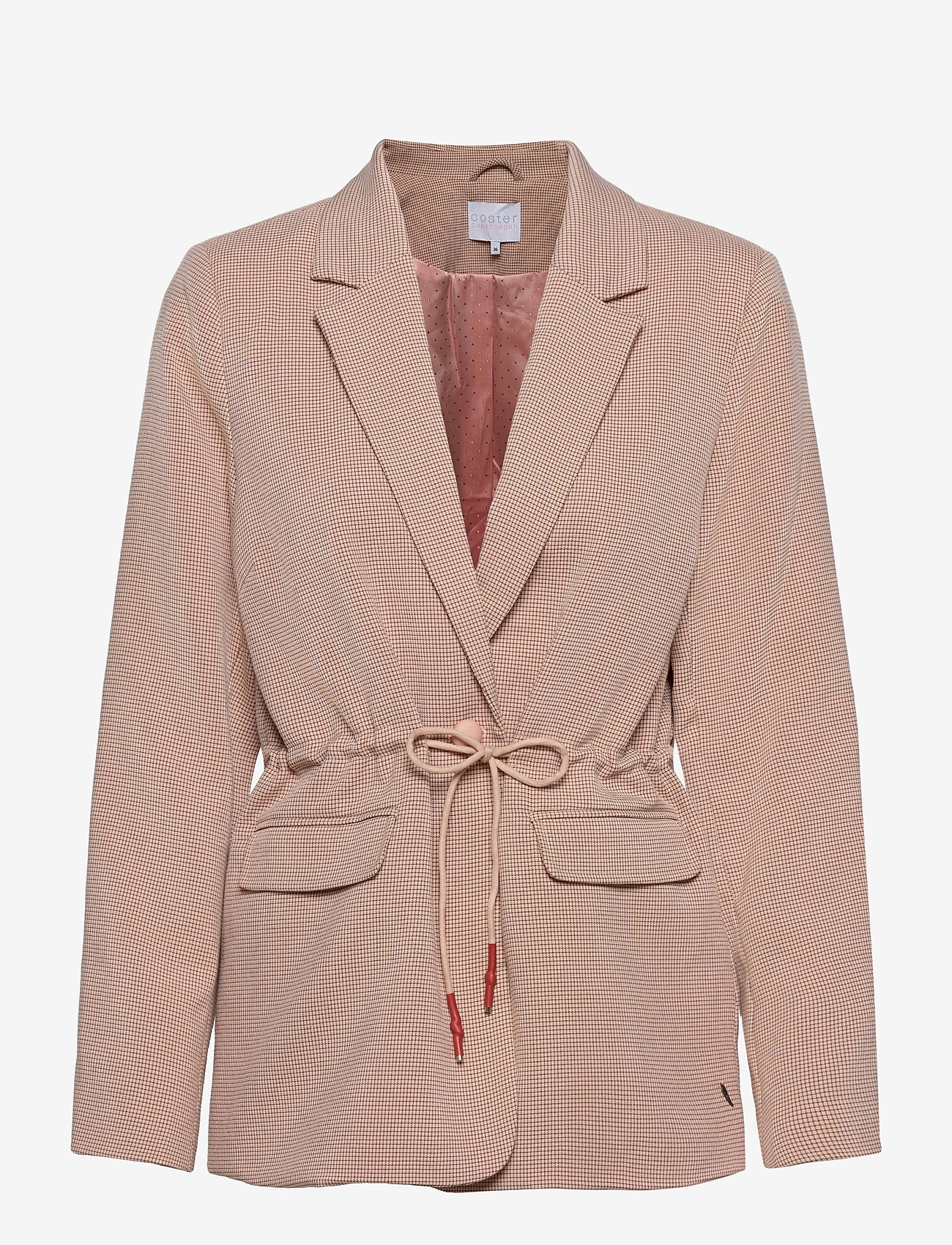 Coster Copenhagen - Sporty blazer w. tie string - cream/pink check - 0
