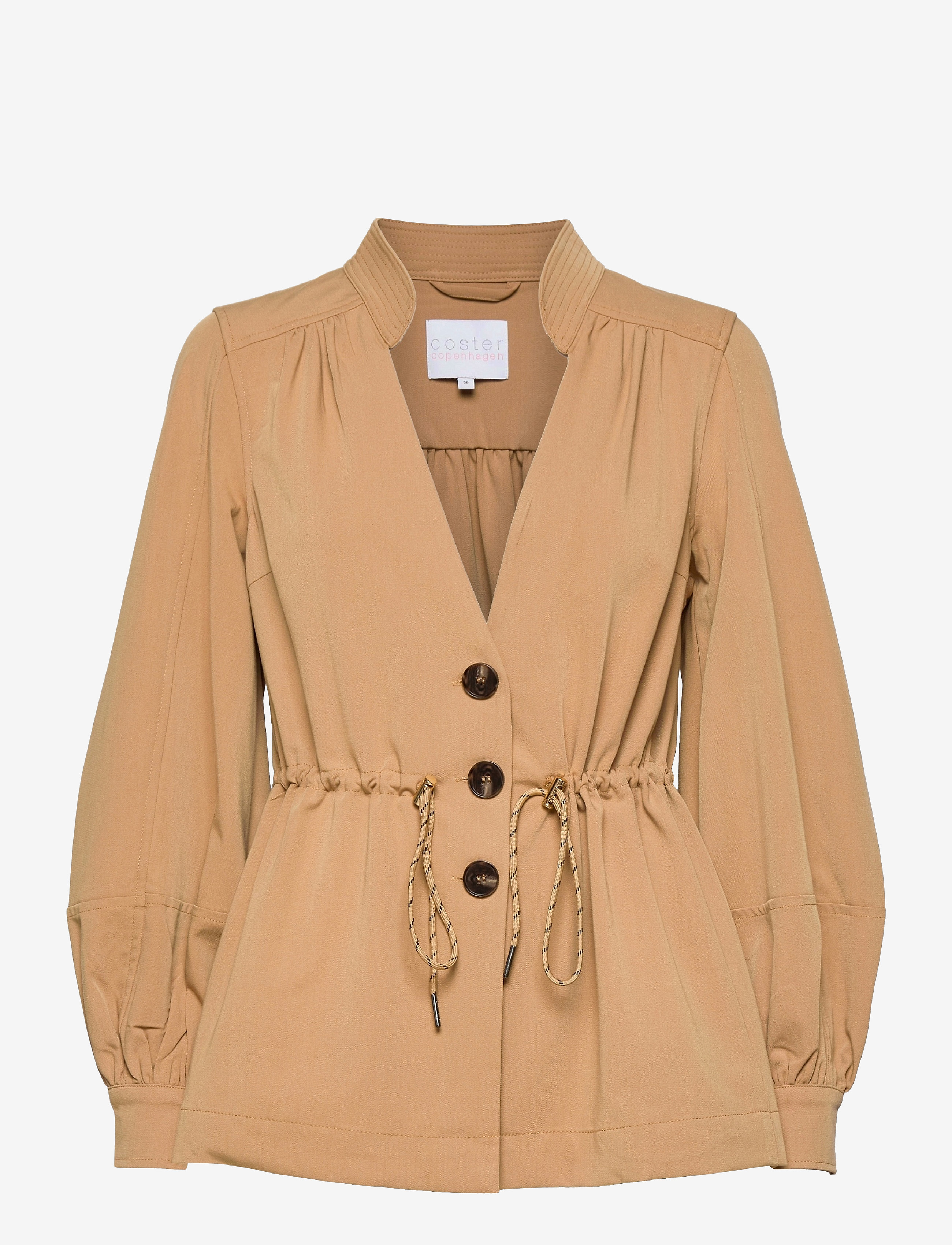Coster Copenhagen - Jacket w. volume sleeves and tie-st - golden beige - 0