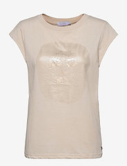 T-shirt with gold face print - CREAM