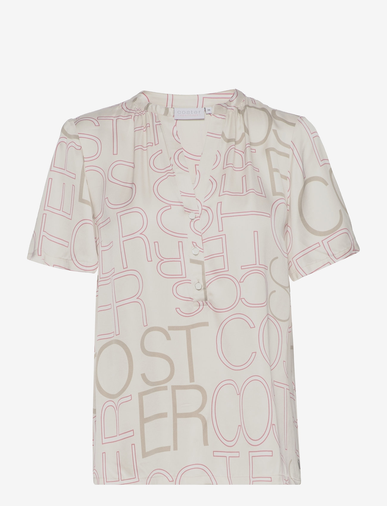 Coster Copenhagen - Top with buttons - kurzämlige blusen - logo print - 0