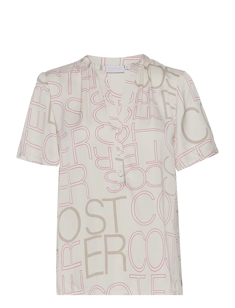 Coster Copenhagen - Top with buttons - kurzämlige blusen - logo print - 0