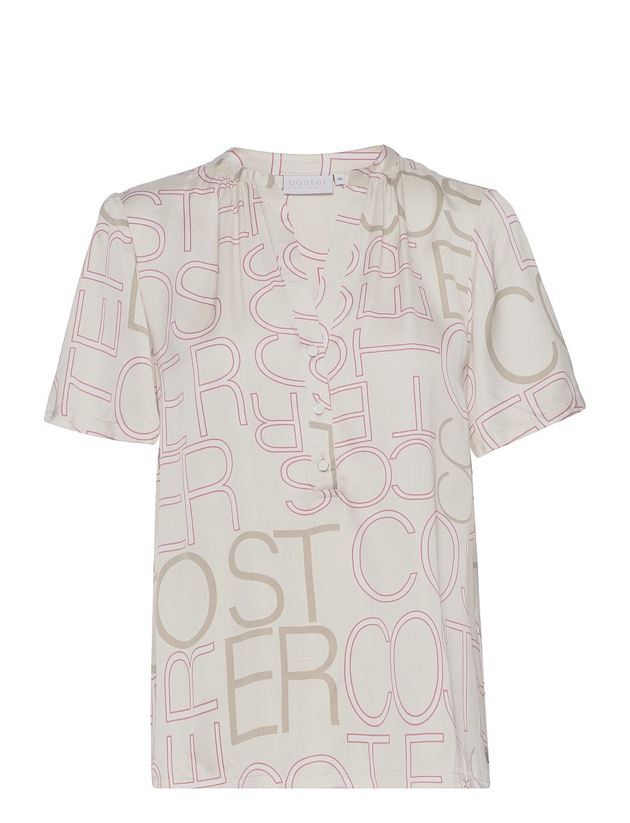 Coster Copenhagen - Top with buttons - kurzärmelige blusen - logo print - 0