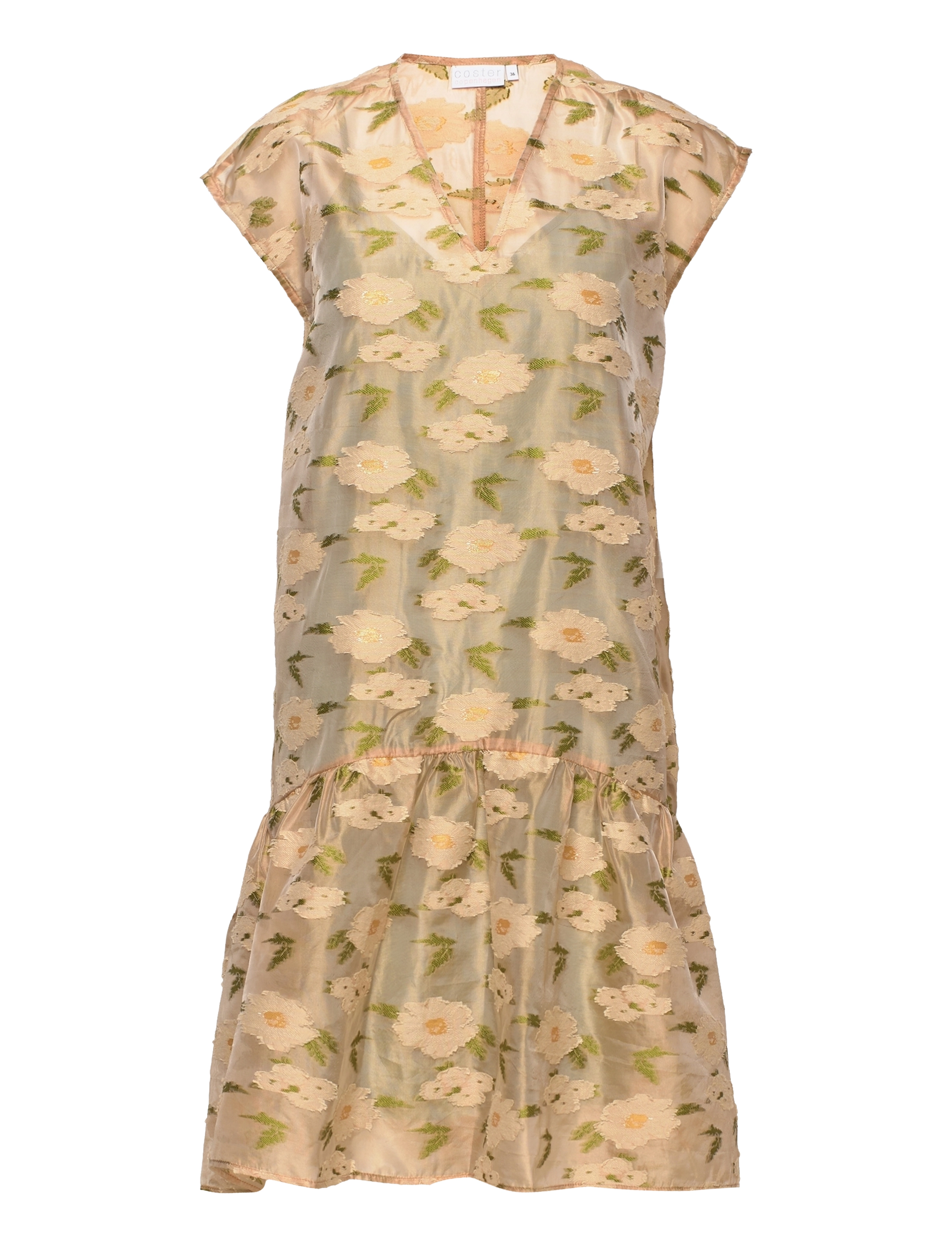 Light jaquard dress - GREEN FLOWER JACQUARD