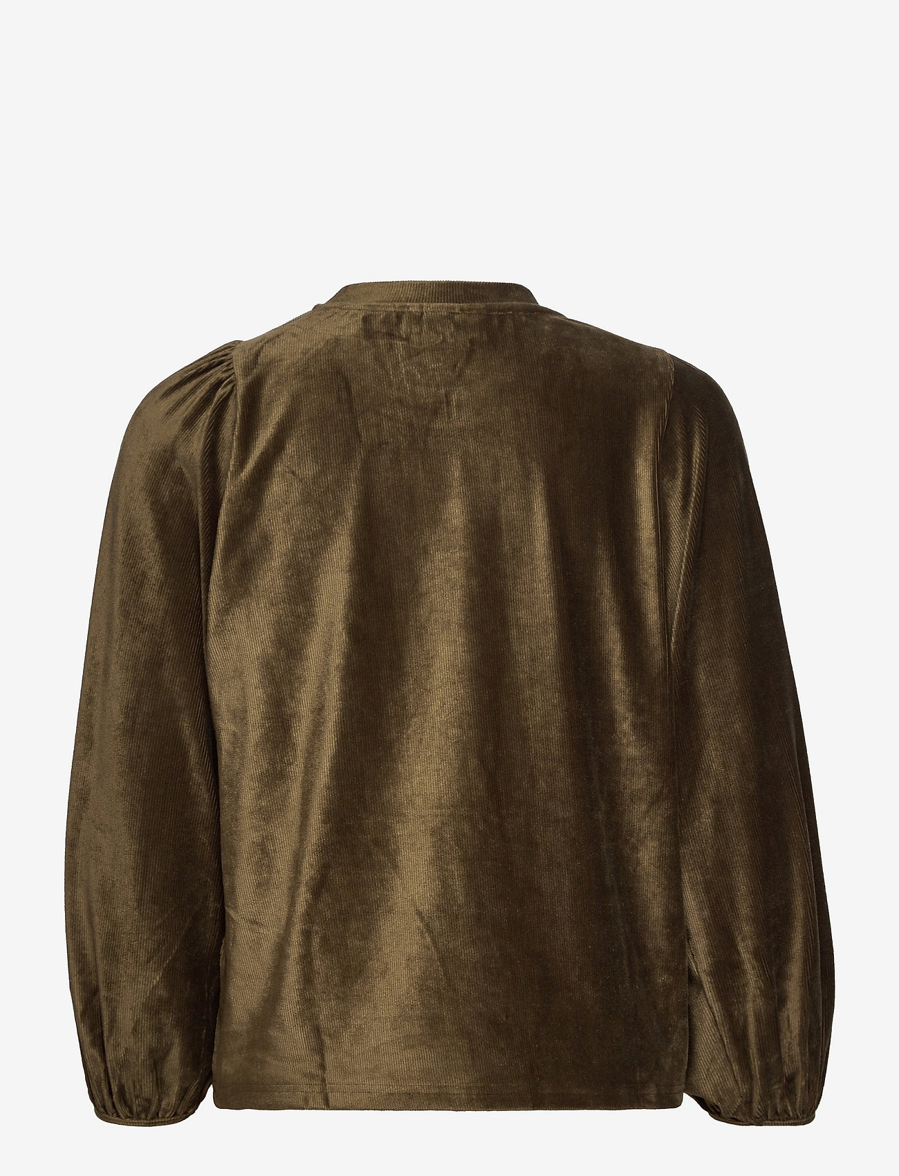 Coster Copenhagen - Top with puff sleeves in soft cordu - blouses met lange mouwen - dark army - 1