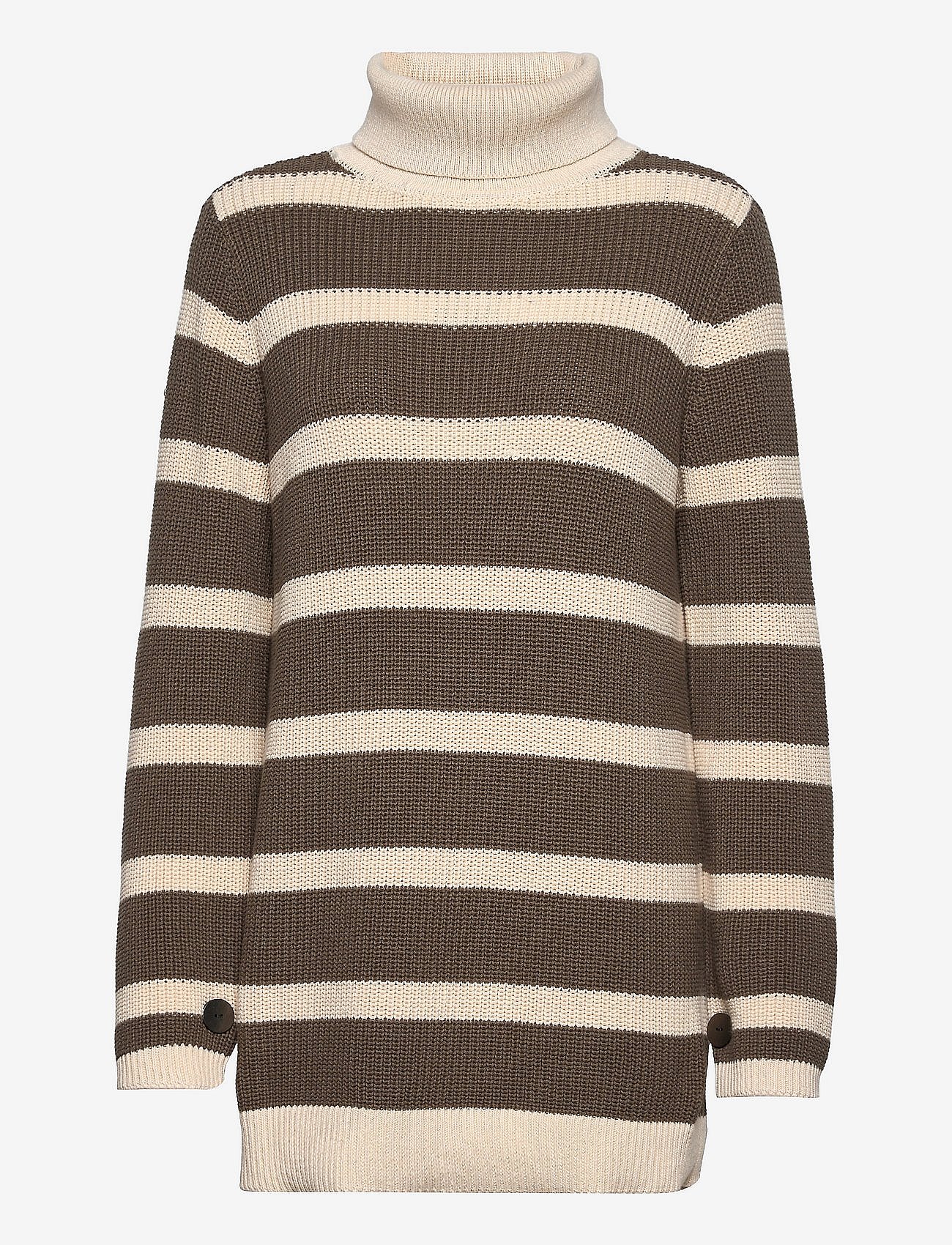 Seawool knit with turtle neck - DARK ARMY STRIPES