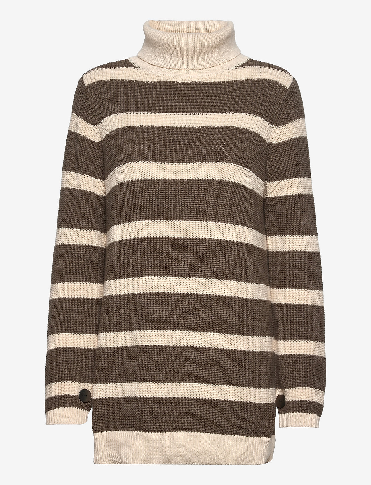 Coster Copenhagen - Seawool knit with turtle neck - dark army stripes - 0
