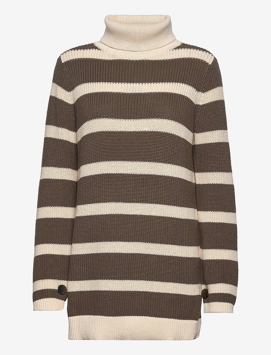 Coster Copenhagen - Seawool knit with turtle neck - dark army stripes - 0