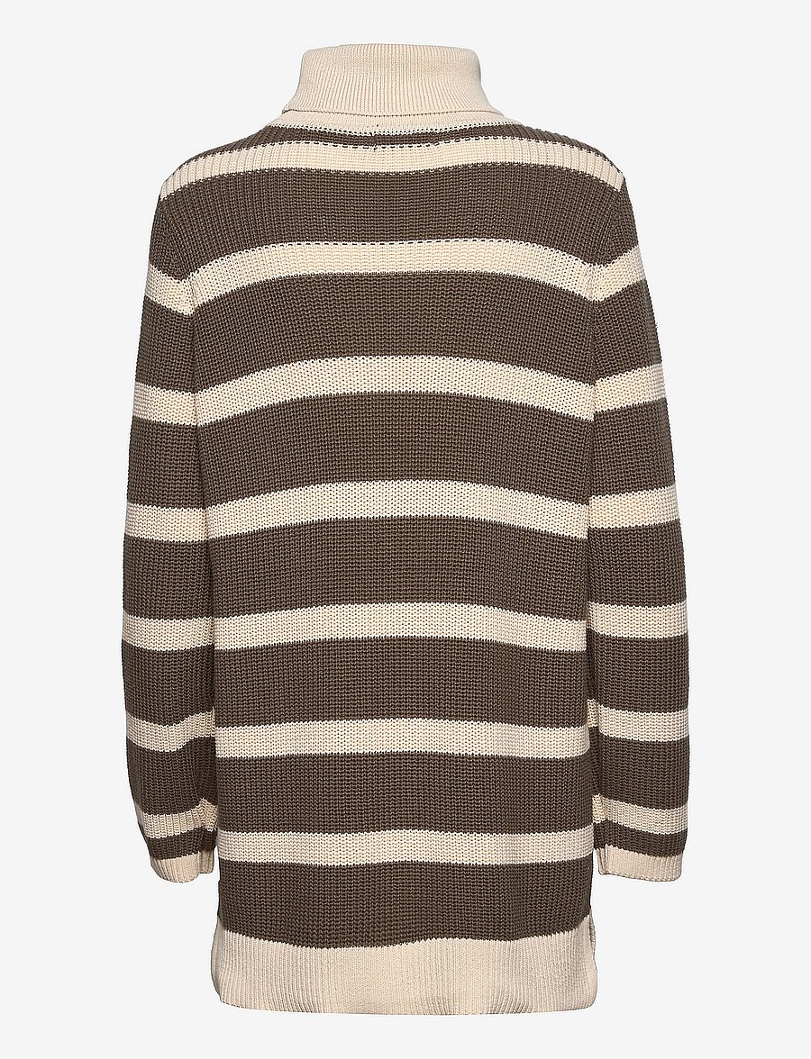 Coster Copenhagen - Seawool knit with turtle neck - dark army stripes - 1