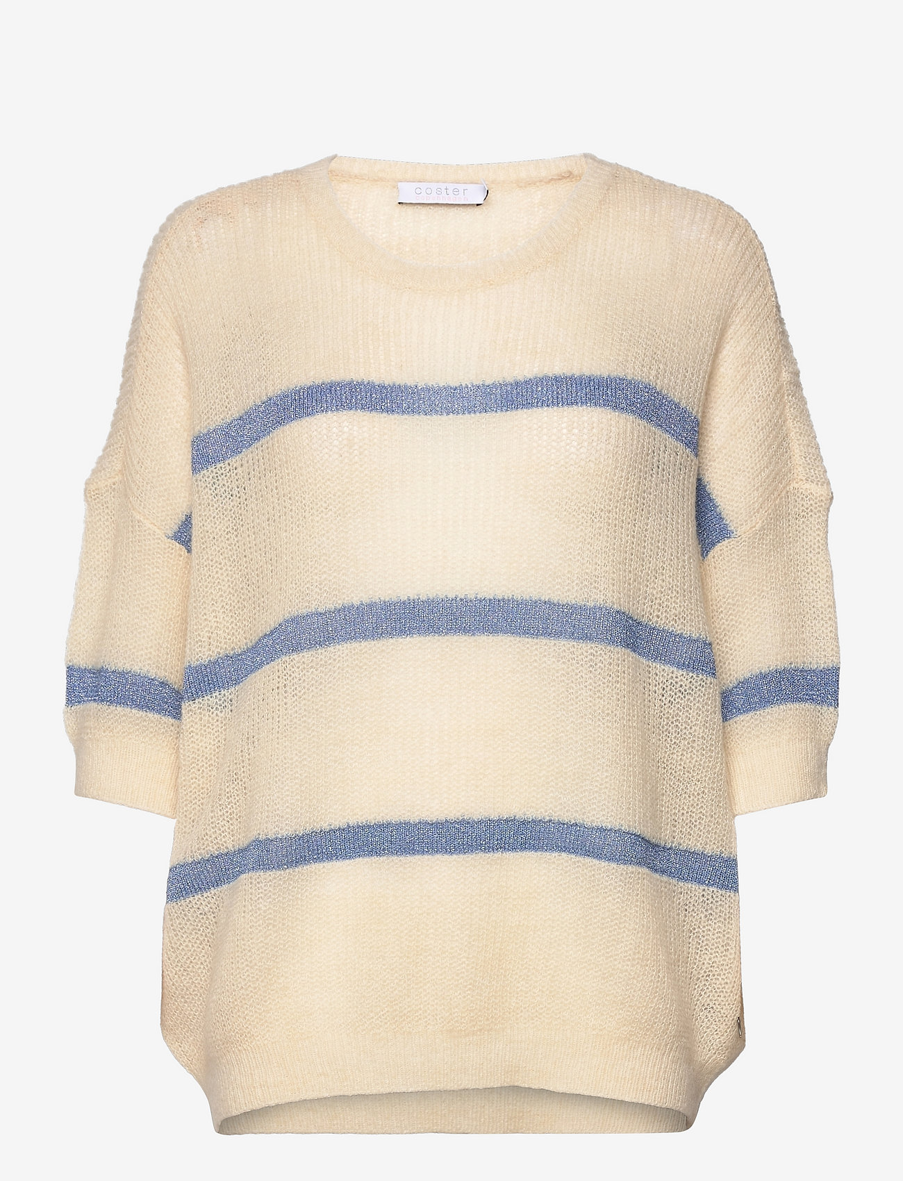 Coster Copenhagen - Knit with lurex stripes - creme blue stripes - 0