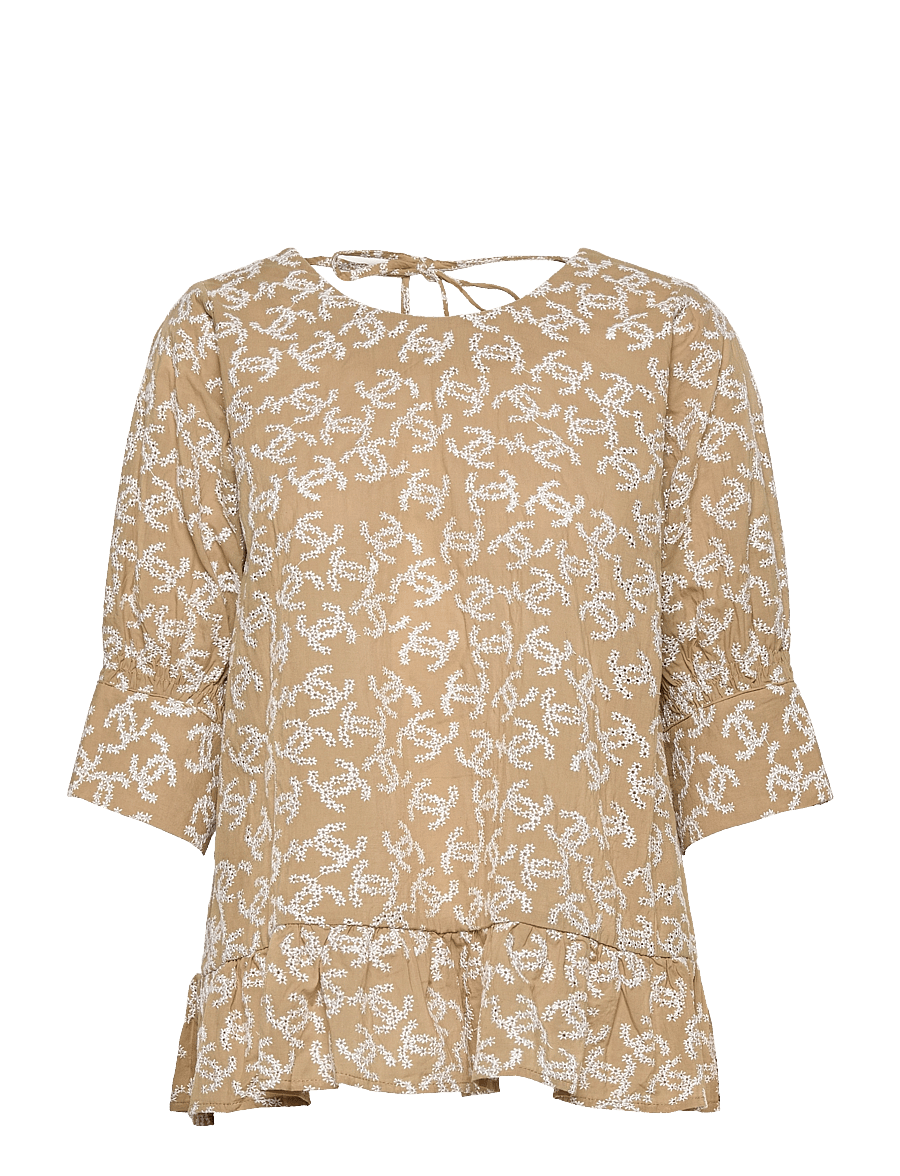 Coster Copenhagen - Shirt with smock at sleeves - long sleeved blouses - yellow flower - 1
