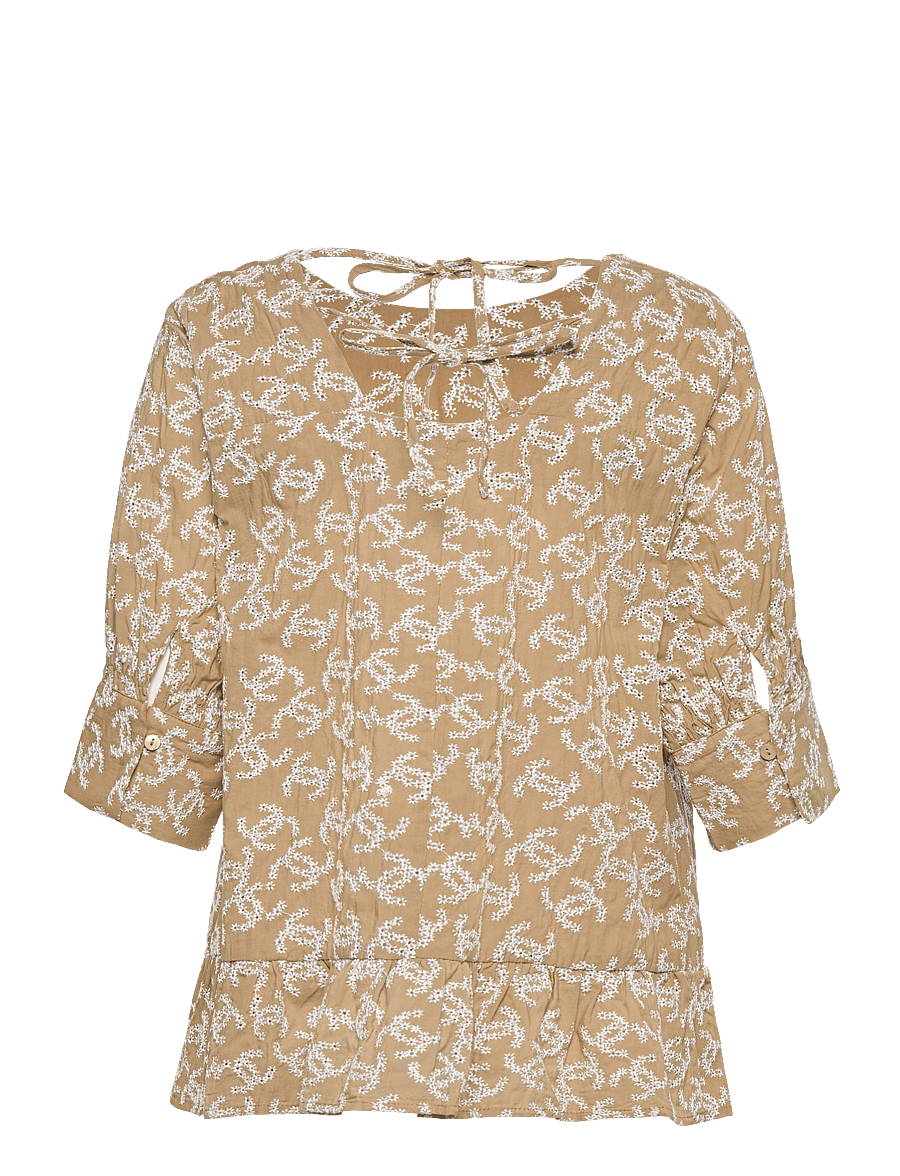 Coster Copenhagen - Shirt with smock at sleeves - long sleeved blouses - yellow flower - 2