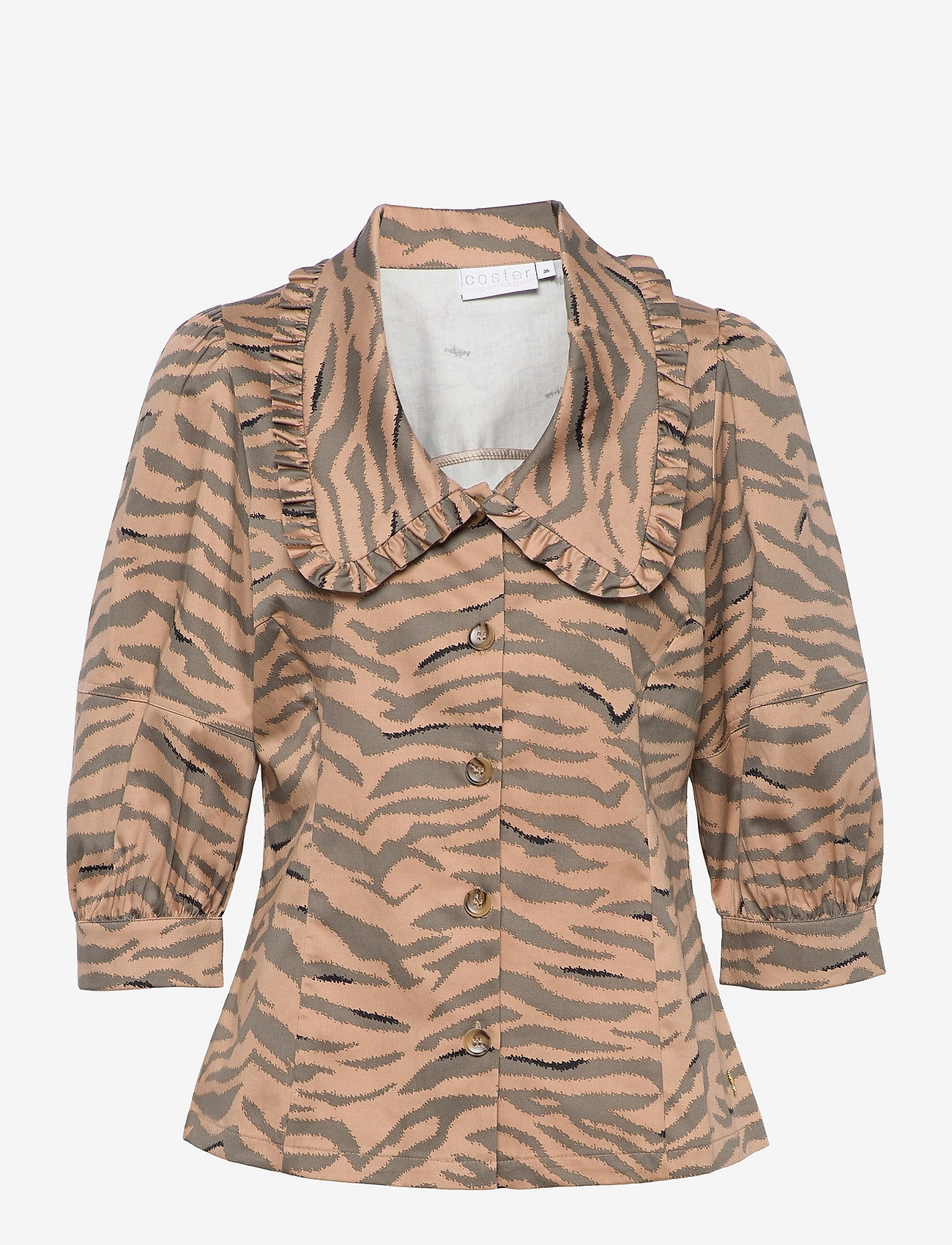 Coster Copenhagen - Shirt with big collar in zebra prin - långärmade skjortor - zebra print -941 - 0