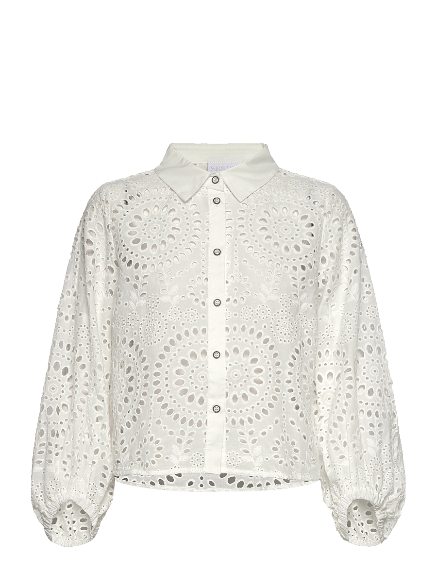 Coster Copenhagen - Shirt in broderie anglaise - white - 0