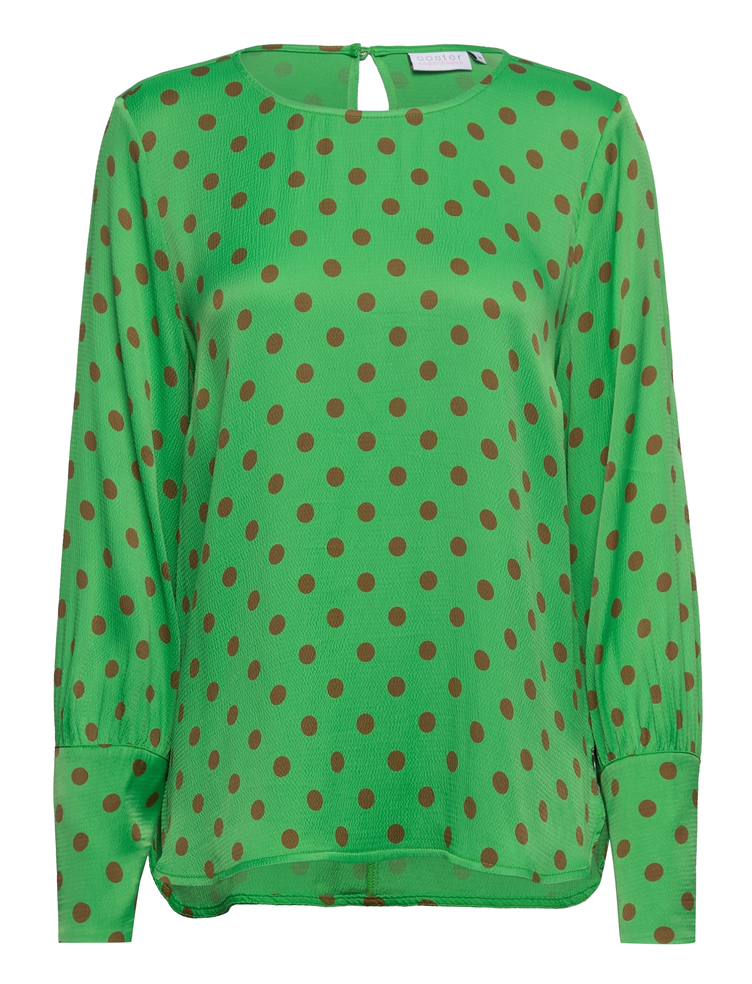 Coster Copenhagen Shirt With Wide Sleeves In Dot Prin, 34, Blouses, Grün - Long-sleeved, Frauen