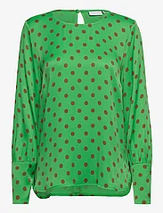 Coster Copenhagen - Shirt with wide sleeves in dot prin - långärmade blusar - high green dot print - 0