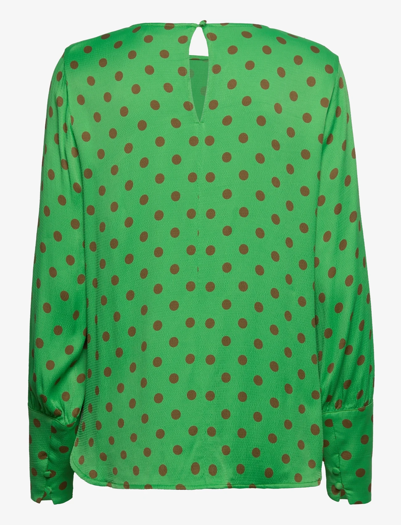 Coster Copenhagen - Shirt with wide sleeves in dot prin - långärmade blusar - high green dot print - 1