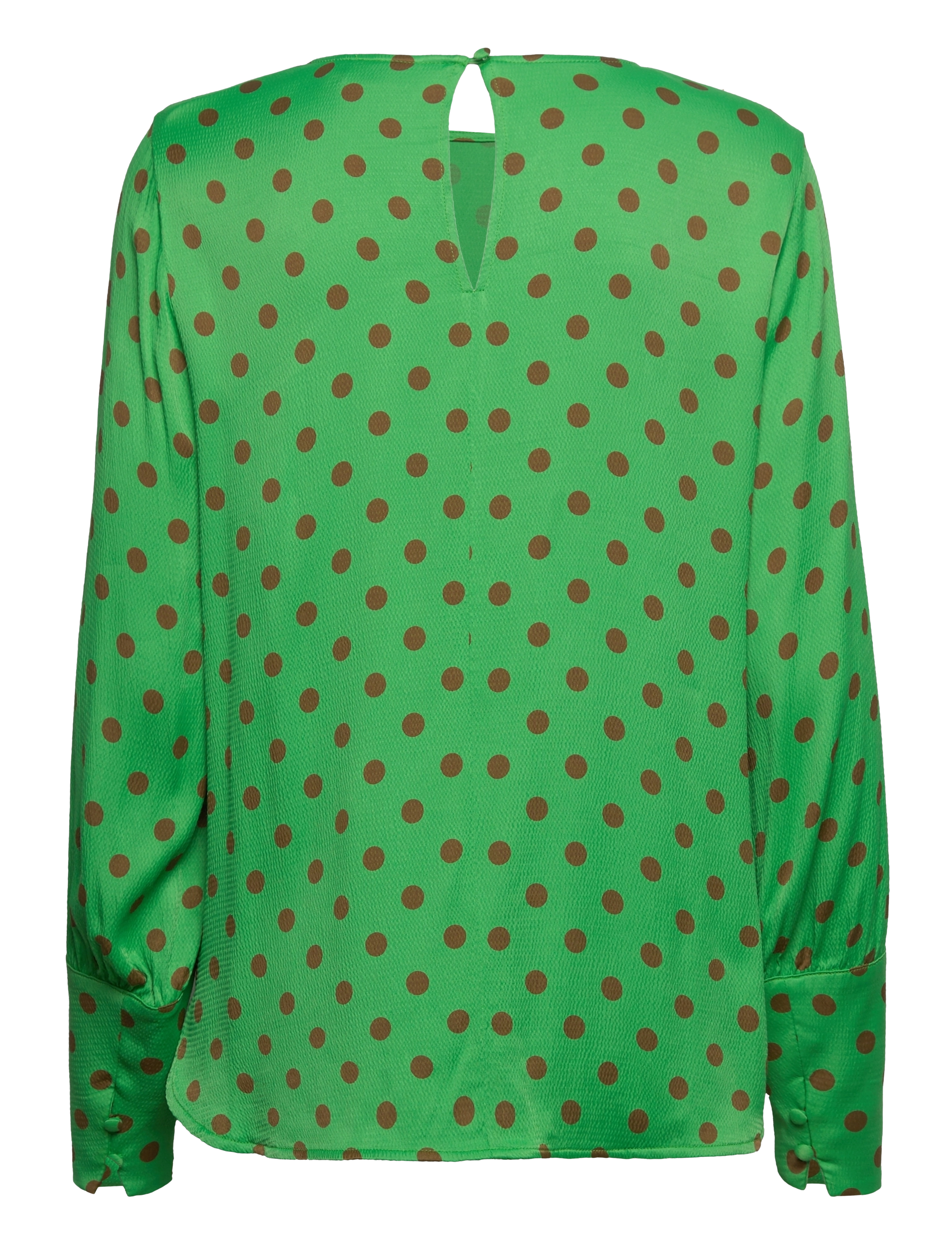 Coster Copenhagen - Shirt with wide sleeves in dot prin - langärmelige blusen - high green dot print - 1
